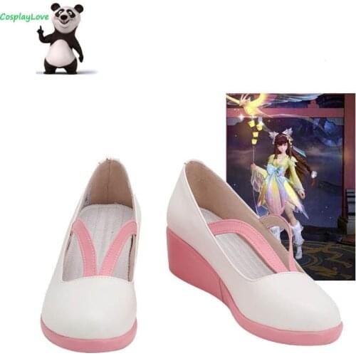 CosplayLove Arena Of Valor Honor of Kings Nako Ruru White Pink Shoes Cosplay Long Boots Leather Custom Made For Christmas