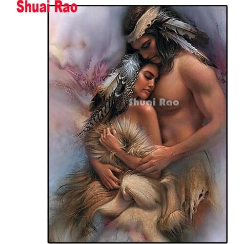 DIY Diamond Painting Cross Stitch Indian couple 3D Full Square Diamond Embroidery wolf Patterns Rhinestones Mosaic Home Decor