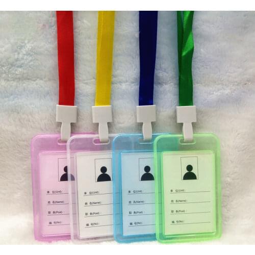 Double Sided Transparent Hard Plastic Badge Work ID Card Holders Protector Case Cover Office School Supplies