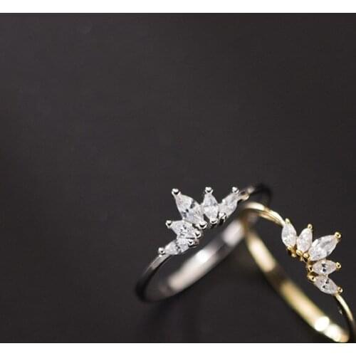 Elegant Gold/Silver Crown Cubic Zirconia 925 Sterling Silver Rings for Women Female Korean Wedding Engagement Jewelry YRI195