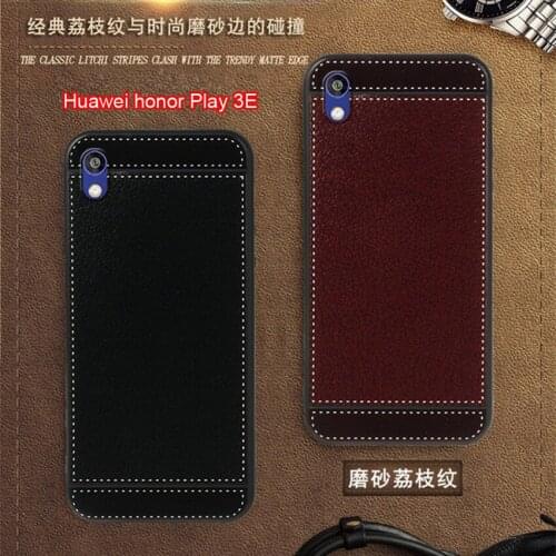 Honor Play 3e Cover for Huawei honor Play 3E Case 5.71" Soft Black silicone Classic litchi stripes Case for Huawei honor 3e Capa