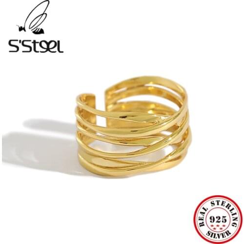 Ins Minimalist 925 sterling silver rings Female resizable handmade bijoux argent 925 massif pour femme jewelry gift