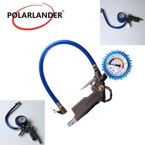 Air Tire Pressure Car Truck Vehicle Motorcycle Pistol Dial Meter Tester Multi-function Flexible Hose Digital Inflator Gauge