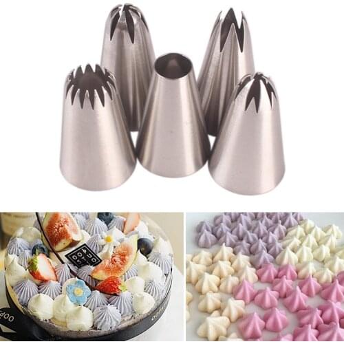 5pcs/set Pastry Nozzles Confectionery Nozzle Cream Baking Tools Large Russian Icing Piping Pastry Nozzle Tips Baking Tools