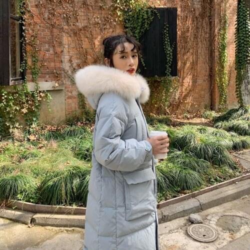 Off-Season Clearance Long below the Knee Blue down Jacket Women to 2020 of New Winter Thickening plus Size Fur Collar Coat