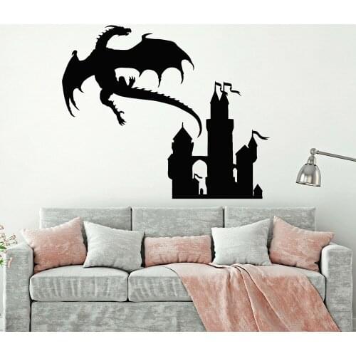 Flying Dragon Wall Decal Nursery Art Decoration Princess Castle Fairy Tale Vinyl Baby Girls Room Interior Wall Stickers Z564