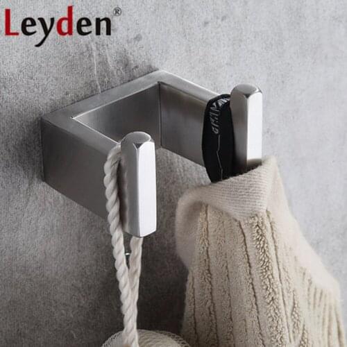 Leyden 304 Stainless Steel Brushed Wall Mounted Robe Hooks Modern Clothes Hat Hanger Wall Hook For Bathroom Accessories