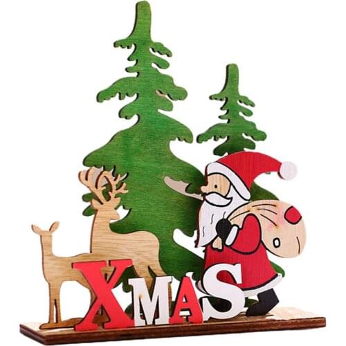 Hot Christmas Tree Elk Santa DIY Craft Wooden Desktop Decor Xmas Display Ornament