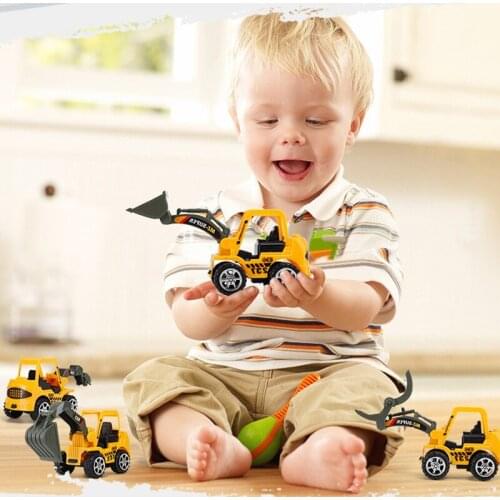 6 Styles Mini Diecast Plastic Construction Vehicle Engineering Cars Excavator Model Toys For Children Boys Gift