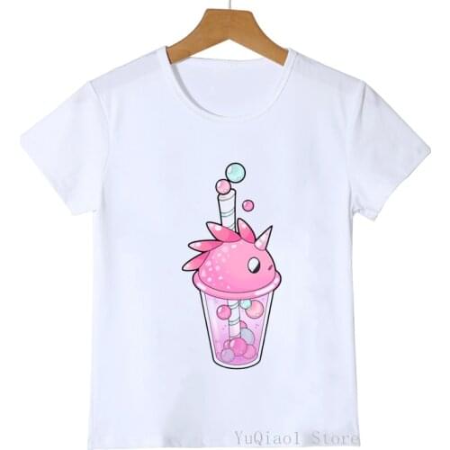 Cute Kids Clothes Bubble Unicorn/Cat/Mouse/Rabbit/Panda Buba Tea Print T-Shrit Baby Boys Girls Clothes Summer Childrens T Shirt