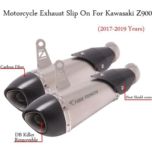 Motorcycle Exhaust Escape Modified Middle Link Pipe 51mm DB Killer Heat Shield Cover Carbon Fiber For Kawasaki Z900 2017-2019