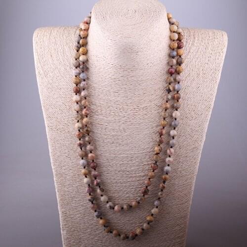 Fashion Bohemian Jewelry long Knotted Halsband Crazylace Stone Necklace Free Shipping