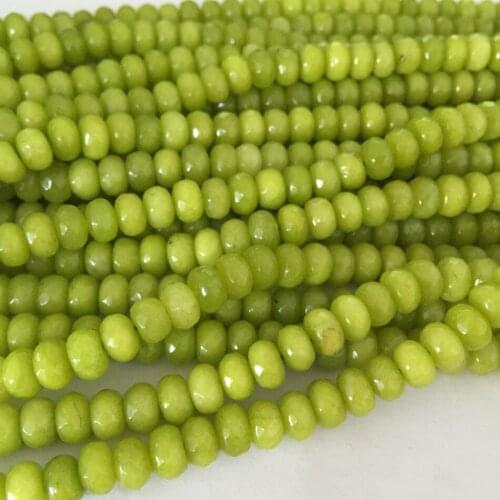 Fashion Green Peridot Stone 5x8mm chalcedony jades Faceted Abacus Rondelle Loose Beads Women Elegant Making Jewelry 15inch BV07