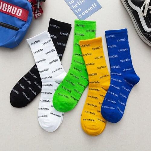 Peonfly Men Socks Letter Mens Sock Cotton Sporting Warm Korean Funny Novelty Streetwear Trendy Casual Fashion