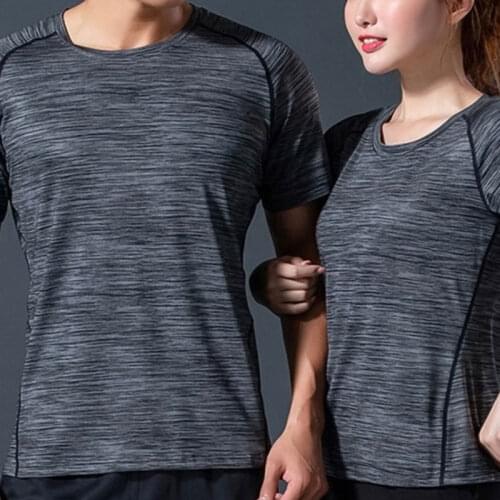 Couples Sport Shirts Workout Top High Elastic Gym Yoga Top Running Breathable short sleeve T-Shirts for Women and Man
