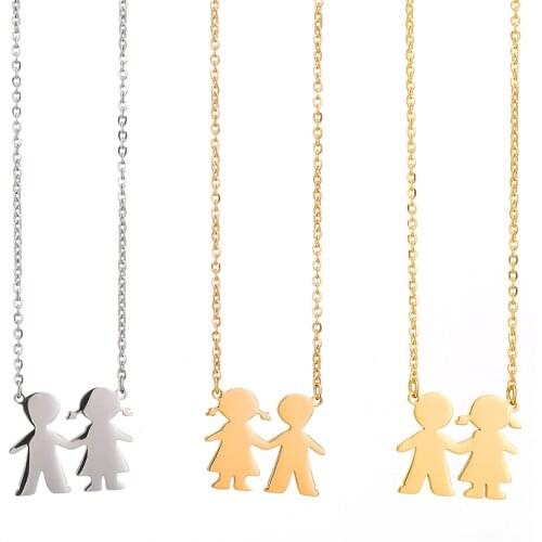 Personalized Custom Name Necklace For Women Gold Silver Color Stainless Steel Chain Couples Girl Boy Pendants Figure Necklaces