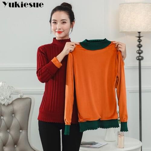 Thick Warm Fleece Sweaters Women Pullovers Winter Velvet Knitted Pullover Female turleneck Long Sleeve Pull Femme plus size