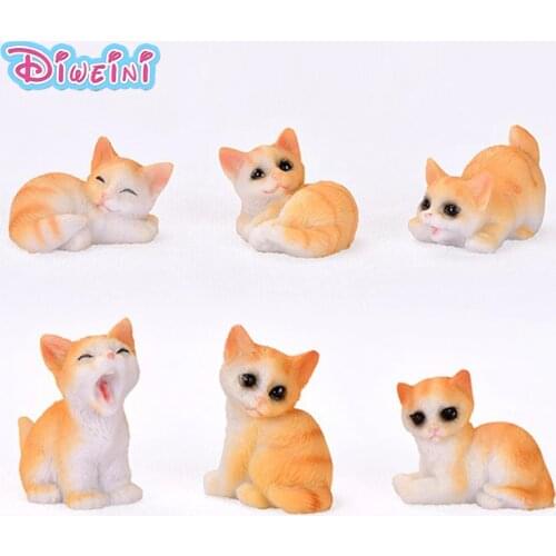 Resin Cat Dog Pig Cartoon Mode Miniature Figurine Action Figure Pretend Play Kitchen Toy Doll House DIY Accessories Baby Gift