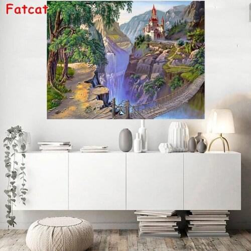 Full Square Diamond 5D DIY Diamond Painting Mountain Villa Embroidery Cross Stitch Rhinestone Mosaic Painting Decor PP1999