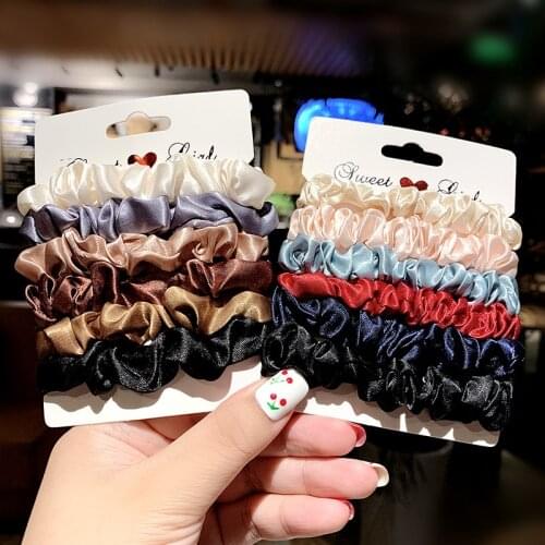 1 Set Scrunchies Hair Ring Candy Color Hair Ties Rope Autumn Winter Women Ponytail Hair Accessories 4-6Pcs Girls Hairbands Gifts