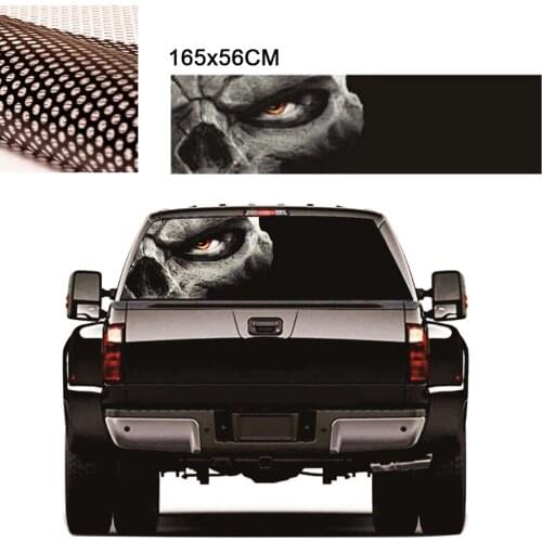 Rear Window Sticker Large 22"x65" Skull style Perforated Window Graphic Sticker for Truck