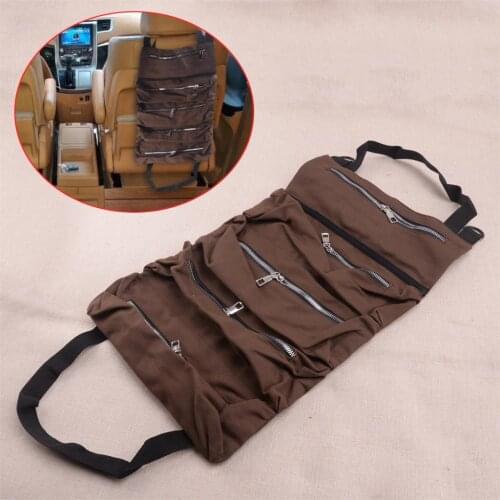 CITALL Brown Multi-Purpose Tool Roll Up Storage Bag Wrench Organizer Seat Hanging Pouch Universal