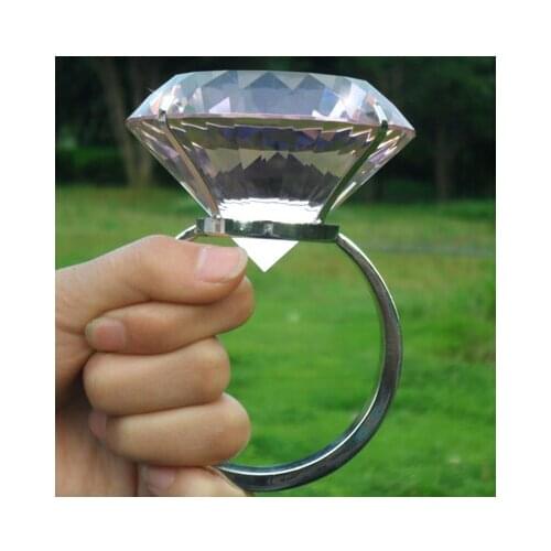 80MM Artificial crystal super large ring props wedding photography props anniversary birthday gift cosplay accessories ring