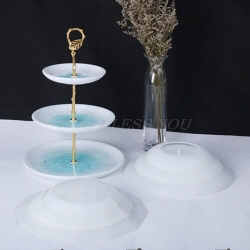 3 Pcs Crystal Epoxy Resin Mold Three-layer Round 3D Fruit Tray Casting Silicone Mould DIY Crafts Ornaments Making Tools