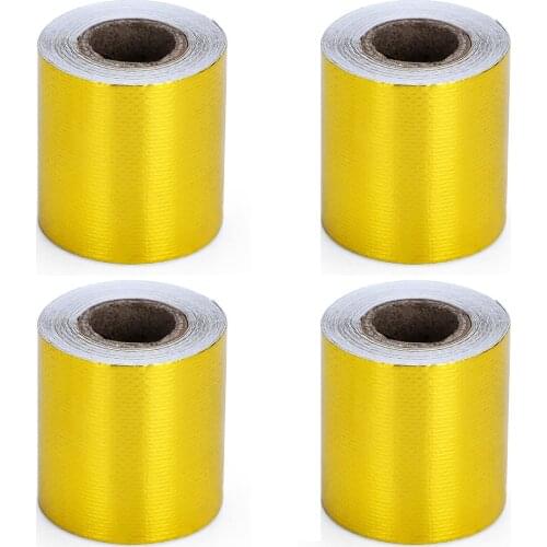 VR - 4 Pieces 2" 5 Meter Univesal Aluminum Reinforced Tape Self Adhesive Reflect Backed Heat Shield Resistant Wrap Air Intake