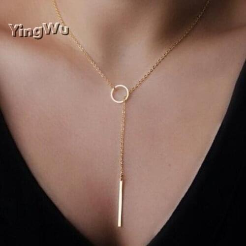 Yingwu Wholesale 50pcs Lot Fashion necklace 2020 little bar and circle necklace pendant for women