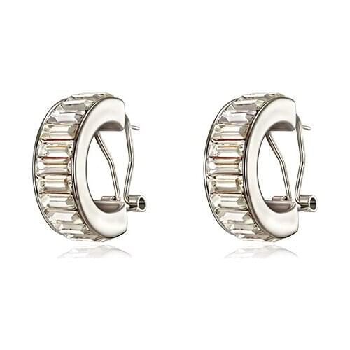 Women Jewelry Brass With White Gold Rhinestone Geo Statement Earrings Punk Party Sweety Gown Runway Boho Gothic Korean Japan