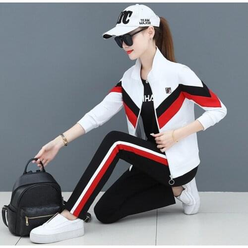 3pcs Women Tracksuit Spring 6XL Sportswear Loose Jacket+shirt+pant Running Jogger Outfit Workout Casual Set Sport Suit Plus Size