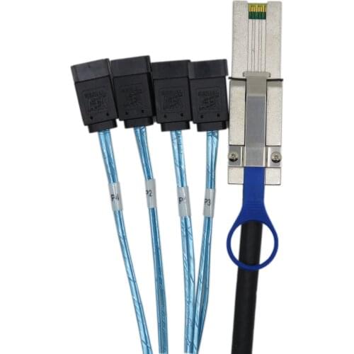 1m Minisas 26p SFF-8088 Cable 26P to 4 SATA 6G Array Card Hard Disk Connection Data Cable