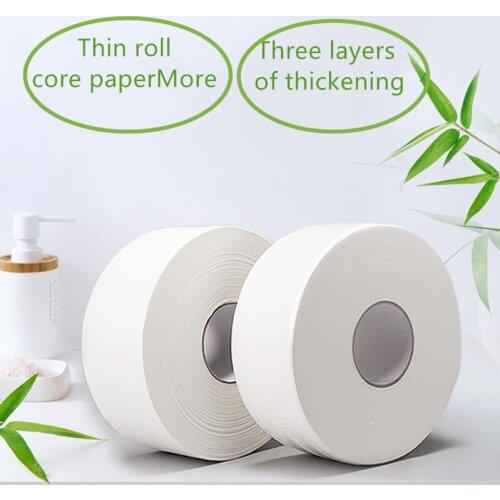 1 Roll Top Quality Jumbo Roll Toilet Paper 4-Layer Native Wood Soft Toilet Paper Pulp Home Rolling Paper Strong Water Absorption