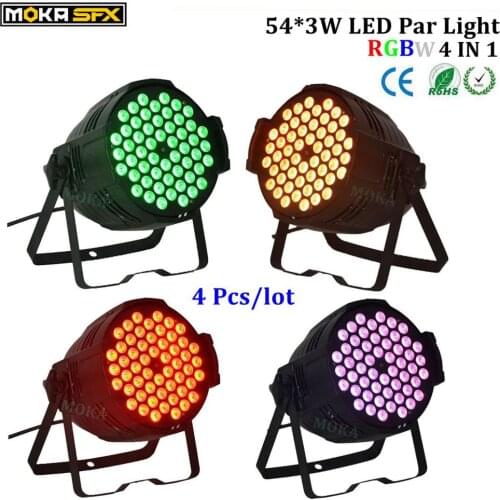 4 Pcs/lot rgbw led par 54x3w aluminum par light DMX control 8CH IP 20 par led ceiling light stage lighting equipment