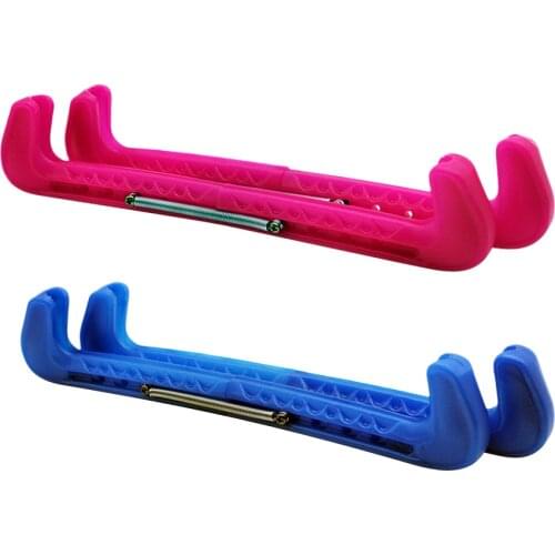 4 Pieces Plastic Ice Hockey Skate Guards Covers Adjustable Skate Guard with 2 Colors Blue,Pink