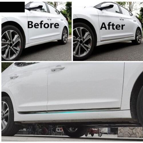 4PCS FIT FOR Hyundai ELANTRA 2016 2017 AVANTE CHROME BODY MOLDING DOOR SIDE LINE GARNISH TRIM COVER PROTECTOR GUARD ACCENT STRIP