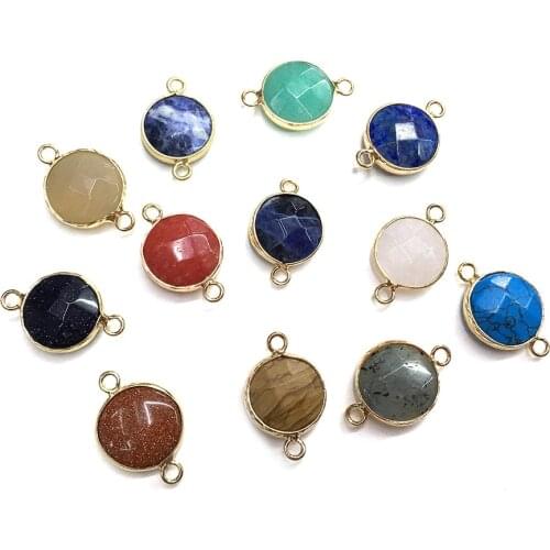 5Pcs Natural Stone Lapis Lazuli Pendants Connector Trendy Faceted Charms For Jewelry Making DIY Necklace Bracelet Accessories