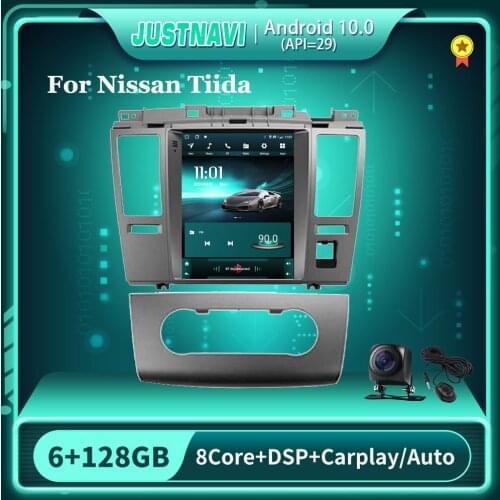 JUSTNAVI Car Radio For Nissan Tiida 2005-2010 Tesla Style Multimedia Player Android 10.0 Touch Screen 9.7'' Stereo 360 Camera BT