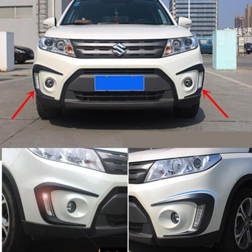 Car Accessories For Suzuki Vitara Escudo 2015 - 2018 Front Bumper Fog Lamp Light Eyelid Eyebrow Protector Scuff Cover Kit Trim