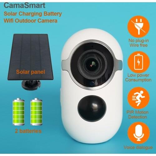 Rechargeable Solar Powered Outdoor Wifi Security Camera Charging 1080P Waterproof IP Wire Free Surveillance Smart Life Home