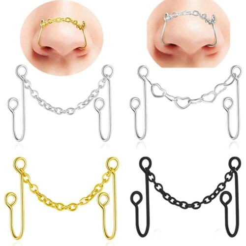Unique Nose Chain For Double Fake Nose Piercing Cuff 2021 Gold Nostril None Pierced Fake Nose Cuff Nose Ring Jewelry