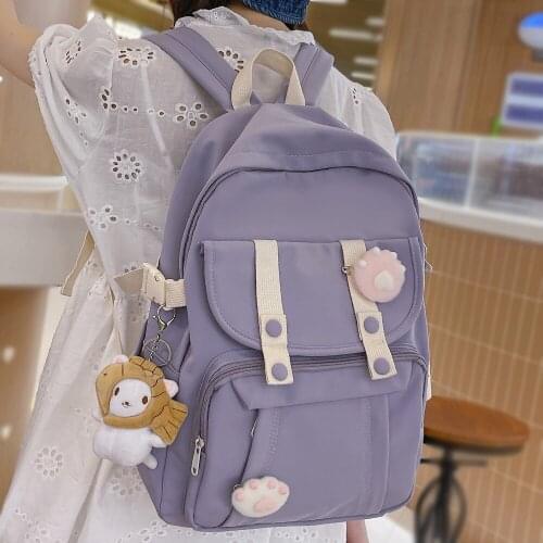 Cool Girl College Solid Color Bag Female Waterproof Laptop Cute Backpack New Travel Women Book Bag Fashion Lady Student Backpack