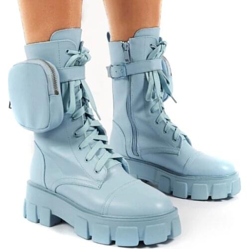 Leather Boots Women Motocycle Female Shoes Autumn Lace Up Winter Motorcycle Boots 2020 New Style