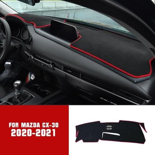 Red Black Gauge Trim For 2020-2021 Mazda CX-30 Car Inner Dash Mat DashMat Sun Cover Pad Felt Fabric Auto Replacement Parts