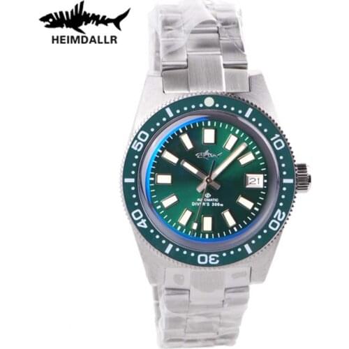 HEIMDALLR 62MAS Mens Diver Watch Stainless Steel NH35 Movement Automatic Watches 300M Waterproof Luminous Mechanical Watch