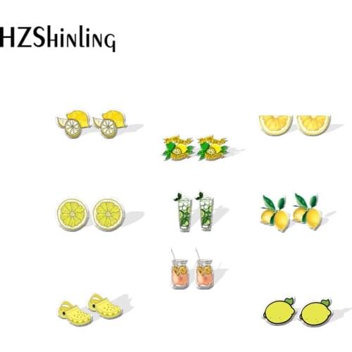 2021 New Lemon Slice Stud Earring Lemons Acrylic Resin Earrings Epoxy Handmade Jewelry Gifts Girl