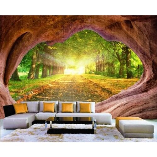 Wallpaper for walls 3 d for living room Stone wall woods forest 3d three dimensional large background wall