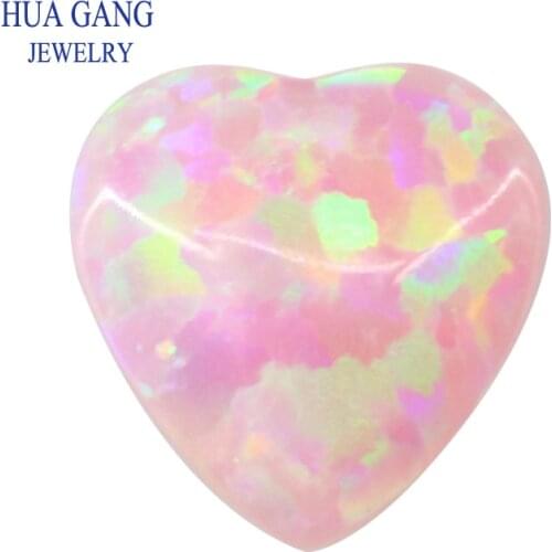 OP08 Heart Shape Opal Loose Stones Round Shape Base Cabochon Created Opal Beads Semi-Precious Stones For Jewelry Making 3mm-15mm