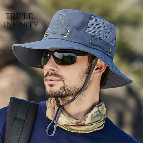 New Summer Bucket Hats Mesh Breathable Outdoor Fishing Mountaineering Hiking Hat Sun Cap Foldable Adjustable Panama Hat Men Bob